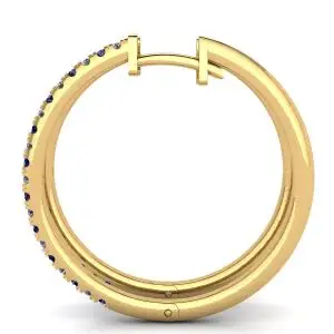 Hoop Sapphire and Diamond Earrings Yellow Gold - Photo 1