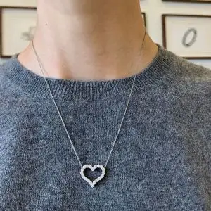 Diamond Heart Necklace in 18K White Gold - Photo 2