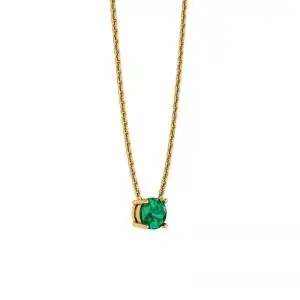 1/2 carat Round Emerald on Yellow Gold Chain - Photo 1