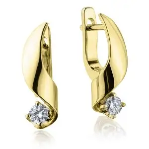 Small Earrings with 3 mm Diamond - Ruban Collection - Photo 2