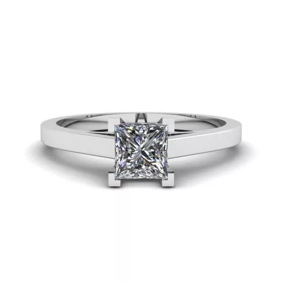 Princess Cut Diamond Ring in 18K White Gold, Enlarge image 1