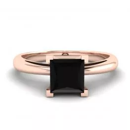 Square Black Diamond Ring Rose Gold