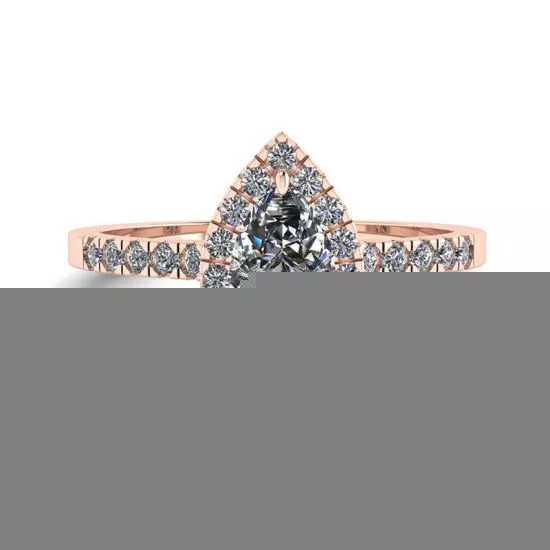 Halo Diamond Pear Shape Ring in 18K Rose Gold, Enlarge image 1