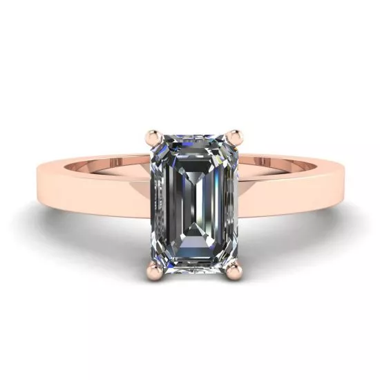 Rectangular Diamond Ring Rose Gold, Enlarge image 1