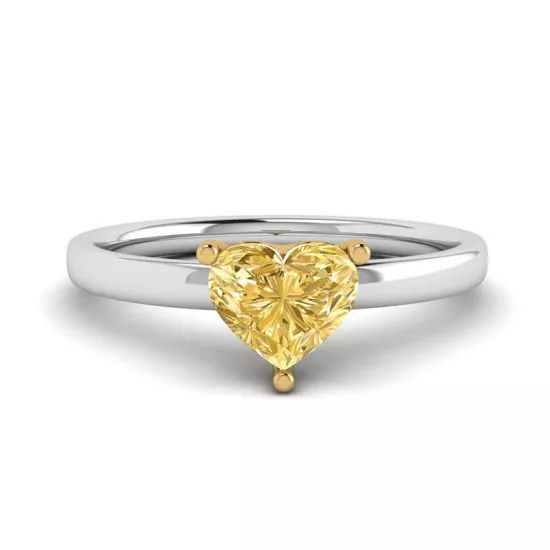 Heart Yellow Diamond Solitaire Ring, Enlarge image 1