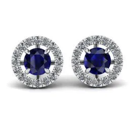 Sapphire Stud Earrings with Detachable Diamond Halo