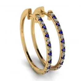 Hoop Sapphire and Diamond Earrings Yellow Gold