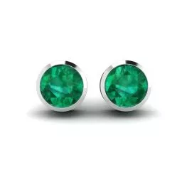 Emerald Stud Earrings in White Gold