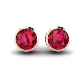 Ruby Stud Earrings in  Rose Gold