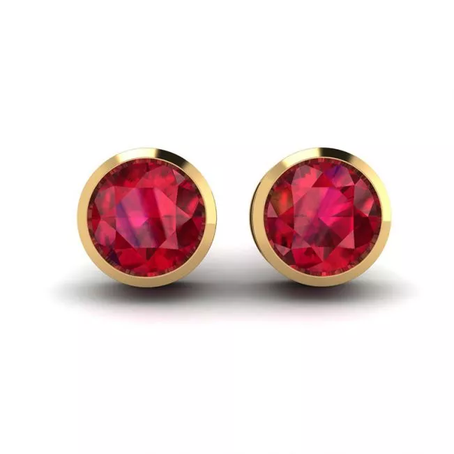 Ruby Stud Earrings in Yellow Gold