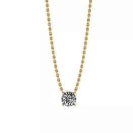 Classic Solitaire Diamond Necklace on Thin Chain Yellow Gold