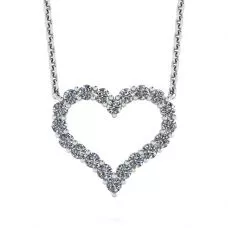 Diamond Heart Necklace in 18K White Gold