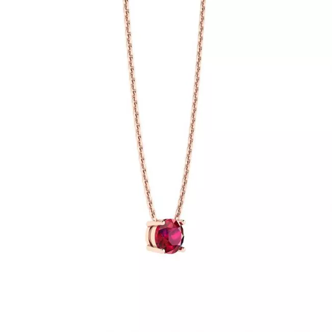 1/2 carat Round Ruby on Rose Gold Chain - Photo 1