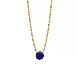 1/2 carat Round Sapphire on Yellow Gold Chain